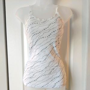 Ribbed White Silver Star Pattern Cami